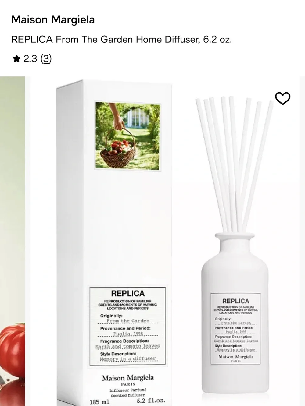 Maison Martin Margiela White Reed Diffuser with White Reeds